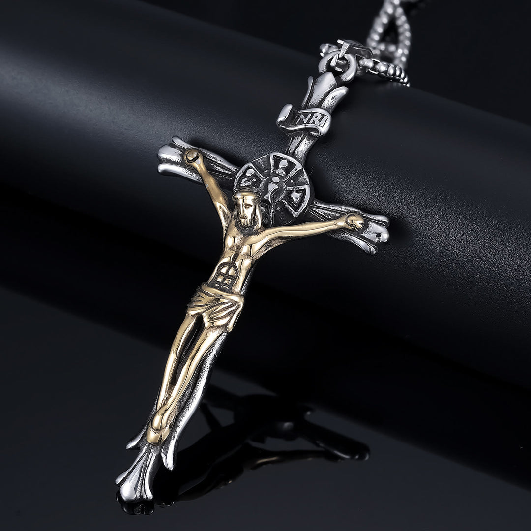 Christianartworkshop Classic Style INRI Plaque Crucifix Cross Jesus Sacred Faith Necklace