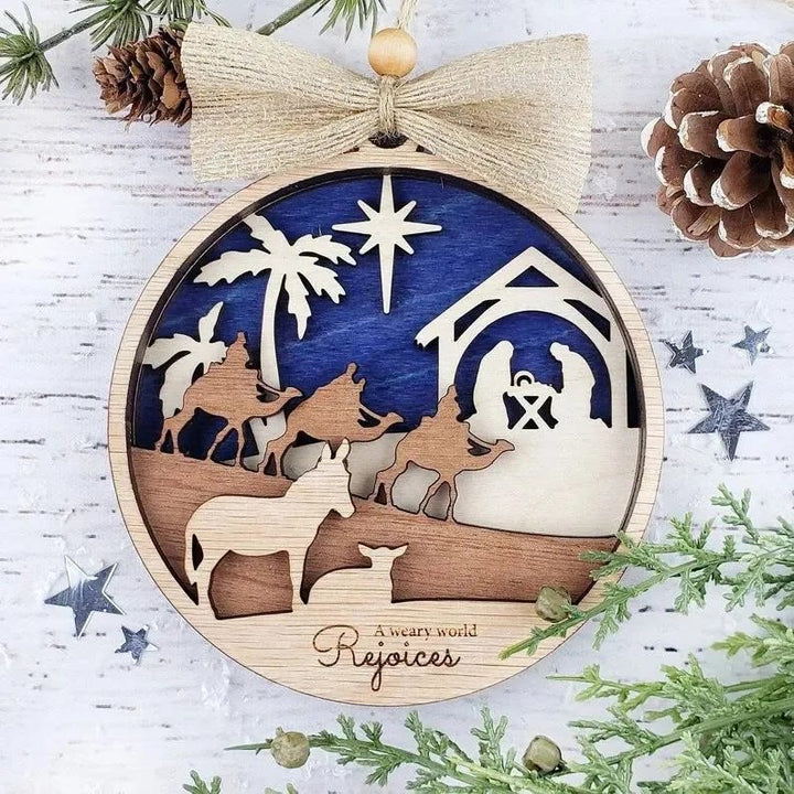 Christianartworkshop Rustic Style Holy Night Three Wise Men Christmas Nativity Hanging Ornaments