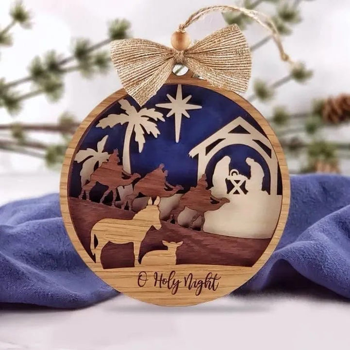 Christianartworkshop Rustic Style Holy Night Three Wise Men Christmas Nativity Hanging Ornaments