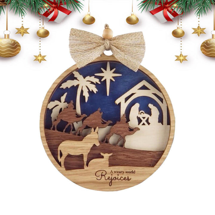 Christianartworkshop Rustic Style Holy Night Three Wise Men Christmas Nativity Hanging Ornaments