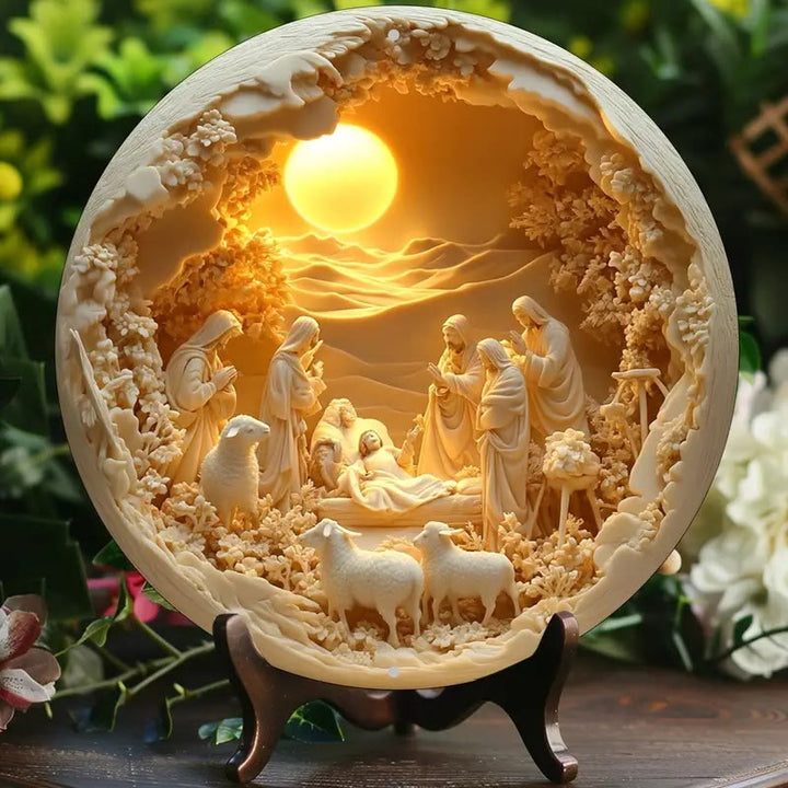 Christianartworkshop Classic Style The Holy Family Lamb 2D Christmas Nativity Hanging Ornaments