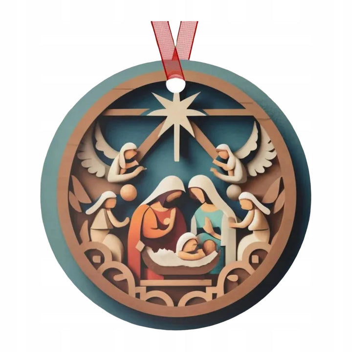 Christianartworkshop Colored Style Holy Night Nativity Scene Angel Star Christmas Nativity Hanging Ornaments - image 2