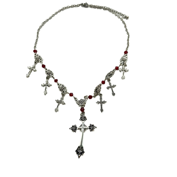 Christianartworkshop Modern Style Scarlet Beads Cross Divine Faith Necklace