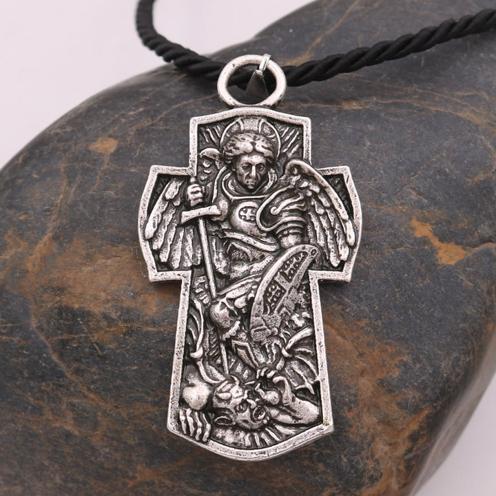 Christianartworkshop St. Michael the Archangel Protect Us Medal Titanium Pendant Necklace