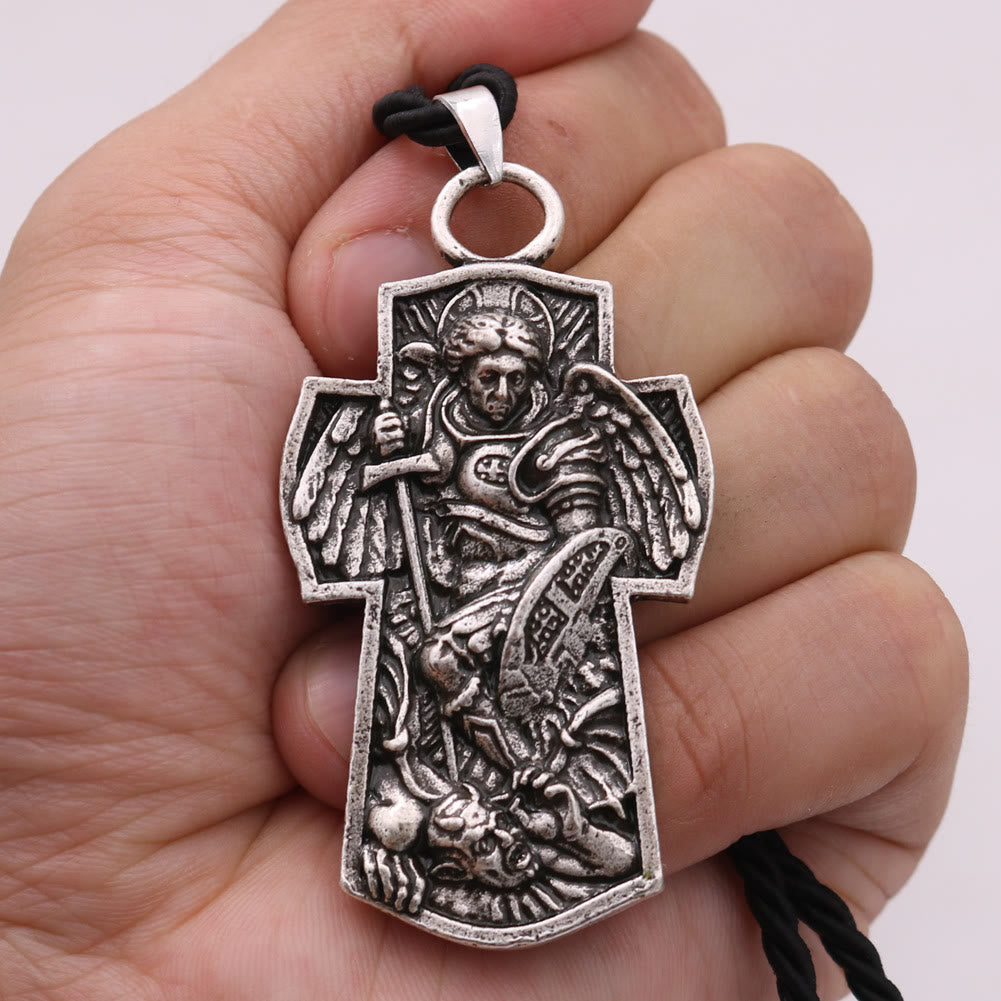 Christianartworkshop St. Michael the Archangel Protect Us Medal Titanium Pendant Necklace