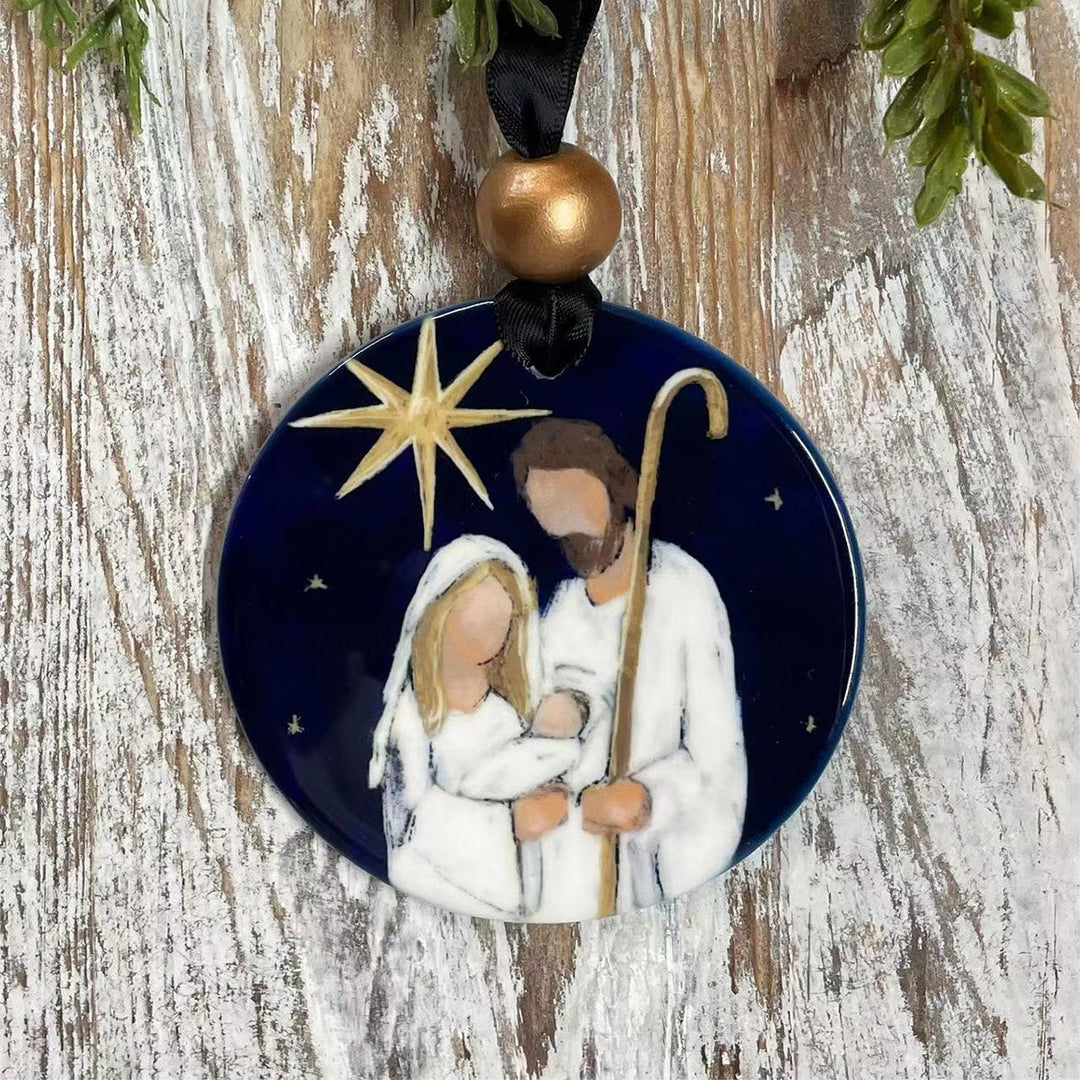 Christianartworkshop Colored Style Star Of Bethlehem Nativity Scene Christmas Nativity Hanging Ornaments - Ceramics - image 0