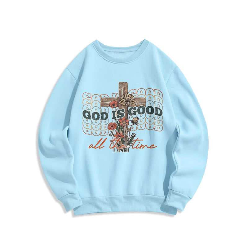 Christianartworkshop Classic Colored Style God is Good All the Time Fleece Lined Polyester Sweatshirt - Blue - 2XL - image 13