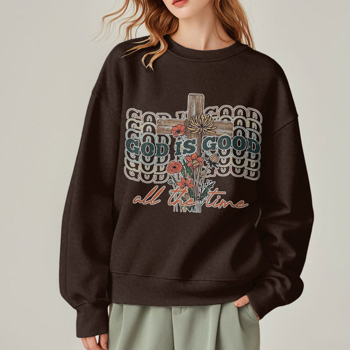 Christianartworkshop Classic Colored Style God is Good All the Time Fleece Lined Polyester Sweatshirt - image 10