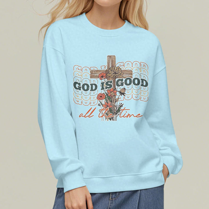 Christianartworkshop Classic Colored Style God is Good All the Time Fleece Lined Polyester Sweatshirt - image 14