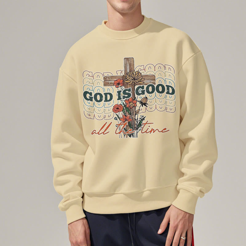 Christianartworkshop Classic Colored Style God is Good All the Time Fleece Lined Polyester Sweatshirt - image 8