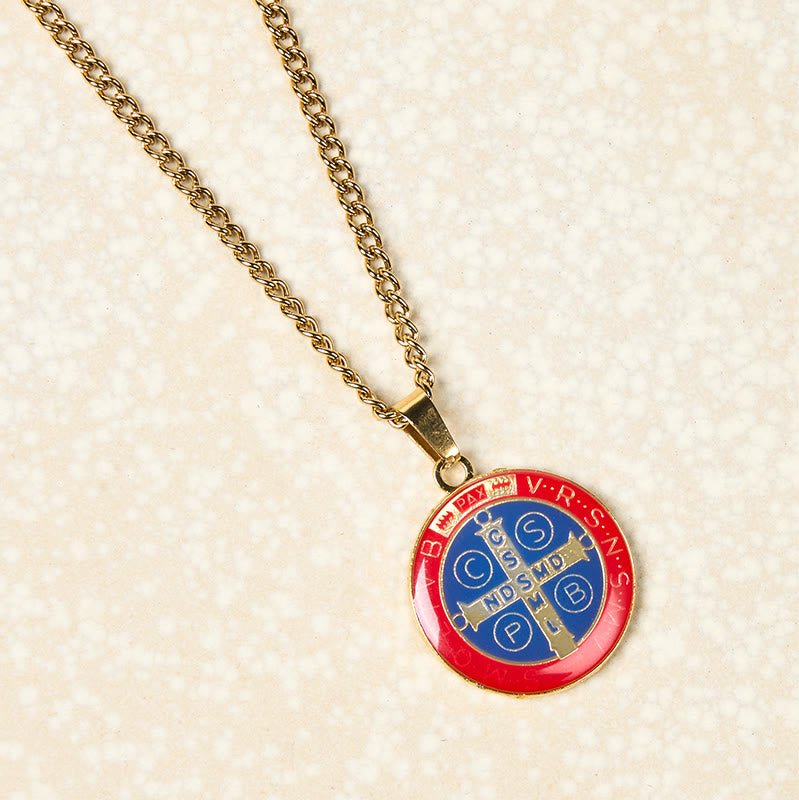 FREE Today: 2 Color Retro Style St. Benedict Symbol Protection Faith Pendant Necklace