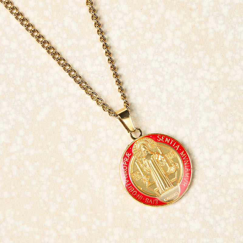 FREE Today: 2 Color Retro Style St. Benedict Symbol Protection Faith Pendant Necklace