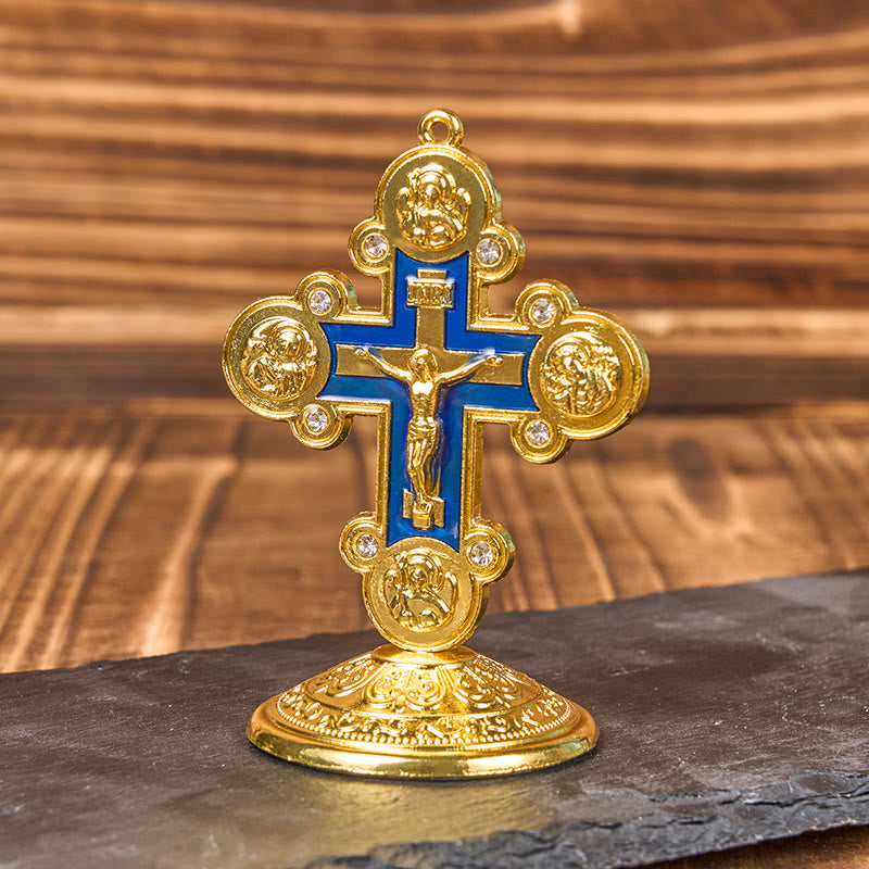 Christianartworkshop Retro Classic Style Divine Radiance Cross Statue Desktop Ornaments