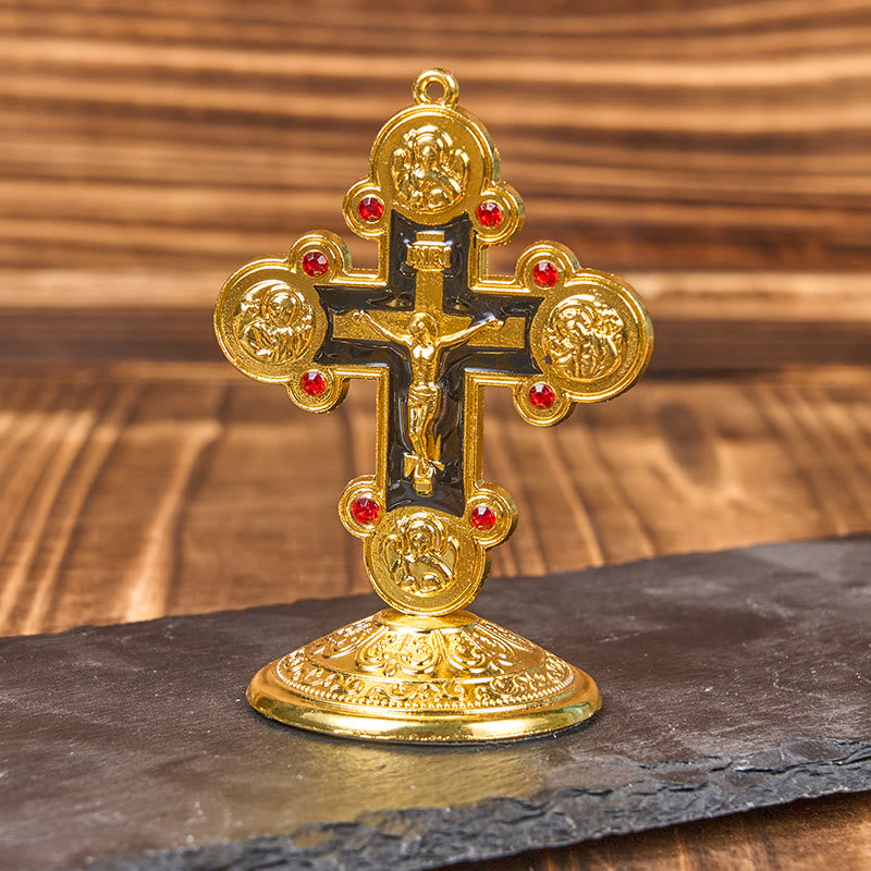 Christianartworkshop Retro Classic Style Divine Radiance Cross Statue Desktop Ornaments