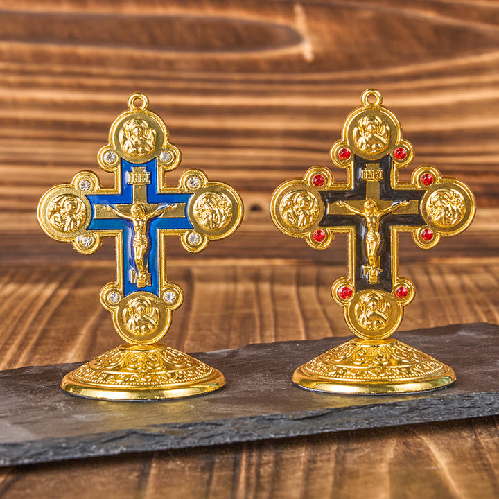 Christianartworkshop Retro Classic Style Divine Radiance Cross Statue Desktop Ornaments