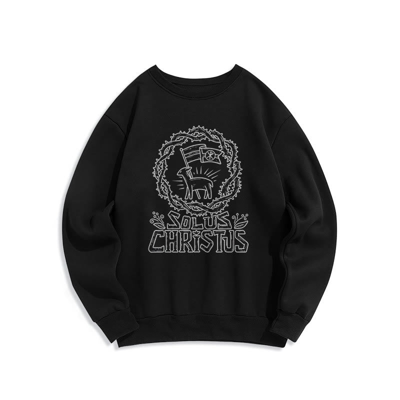 Christianartworkshop Modern Style Solus Christus Lamb Fleece Lined Polyester Sweatshirt