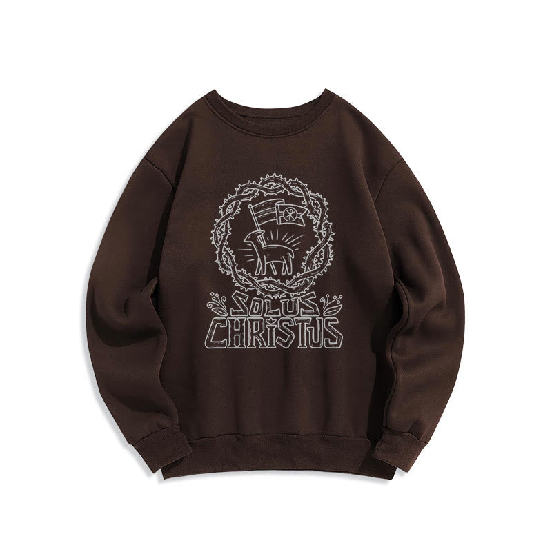 Christianartworkshop Modern Style Solus Christus Lamb Fleece Lined Polyester Sweatshirt