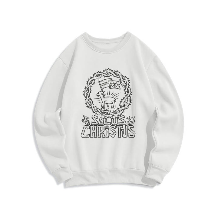 Christianartworkshop Modern Style Solus Christus Lamb Fleece Lined Polyester Sweatshirt