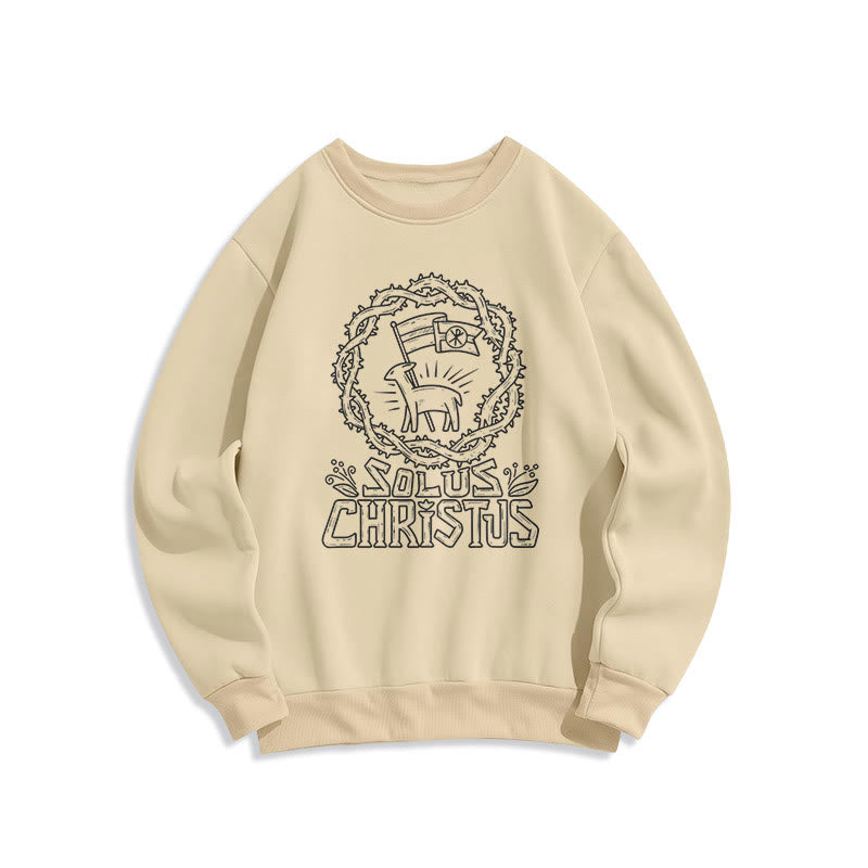 Christianartworkshop Modern Style Solus Christus Lamb Fleece Lined Polyester Sweatshirt