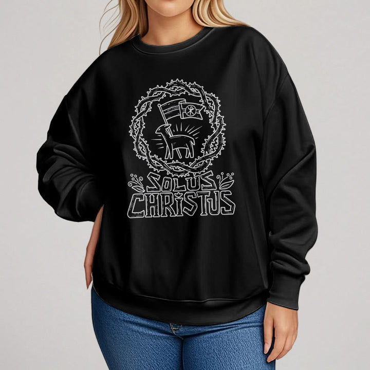 Christianartworkshop Modern Style Solus Christus Lamb Fleece Lined Polyester Sweatshirt