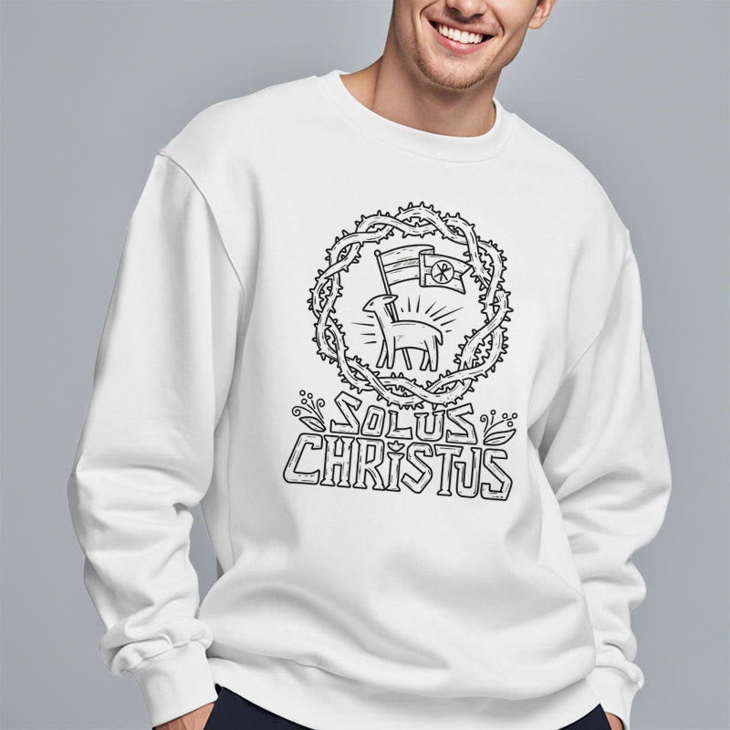 Christianartworkshop Modern Style Solus Christus Lamb Fleece Lined Polyester Sweatshirt