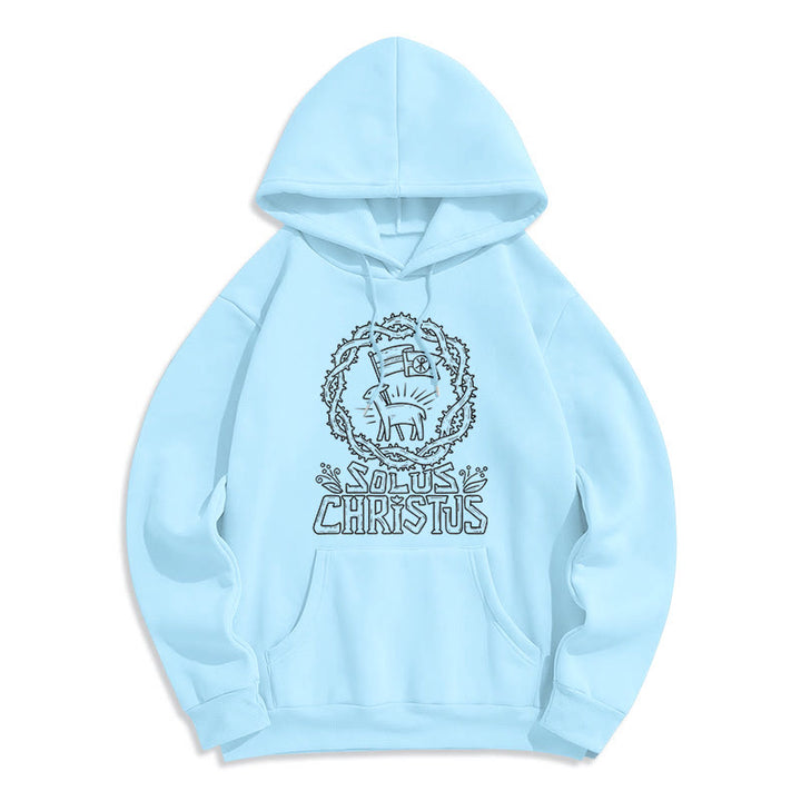 Christianartworkshop Modern Style Solus Christus Lamb Fleece Lined Polyester Hoodie - Blue - 2XL - image 13