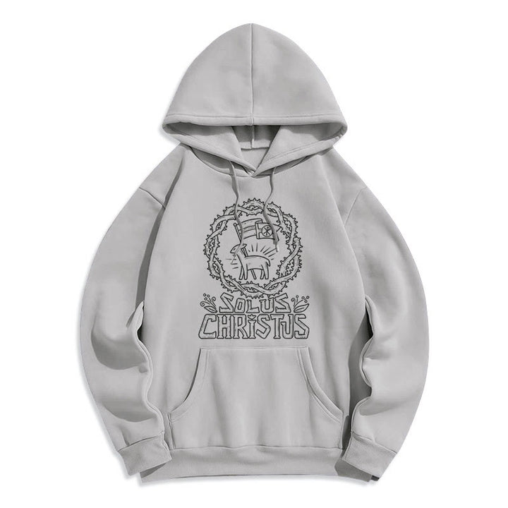 Christianartworkshop Modern Style Solus Christus Lamb Fleece Lined Polyester Hoodie