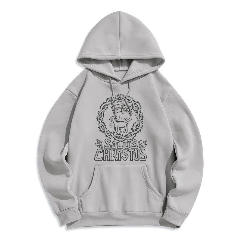 Christianartworkshop Modern Style Solus Christus Lamb Fleece Lined Polyester Hoodie - Grey - 2XL - image 15
