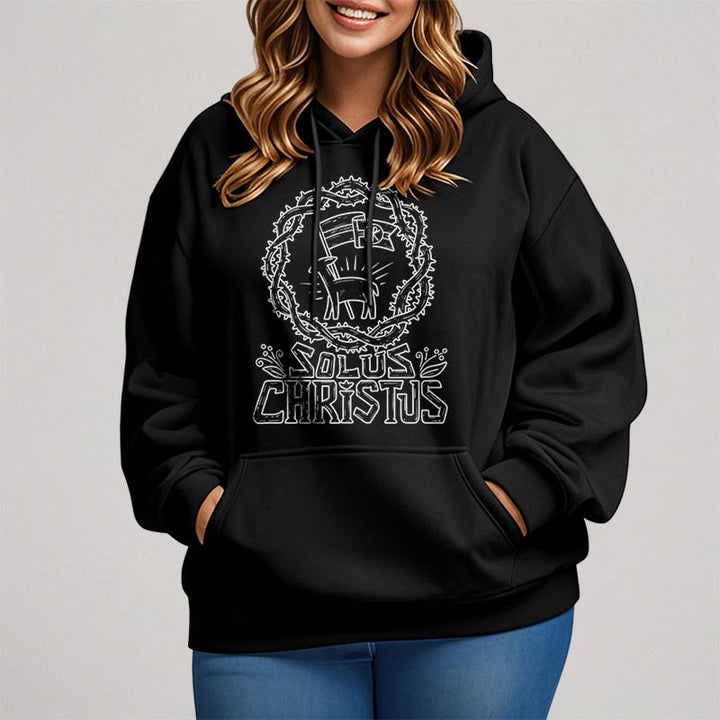 Christianartworkshop Modern Style Solus Christus Lamb Fleece Lined Polyester Hoodie - image 6