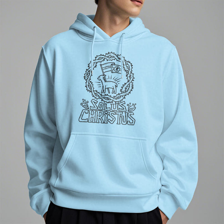 Christianartworkshop Modern Style Solus Christus Lamb Fleece Lined Polyester Hoodie - image 14