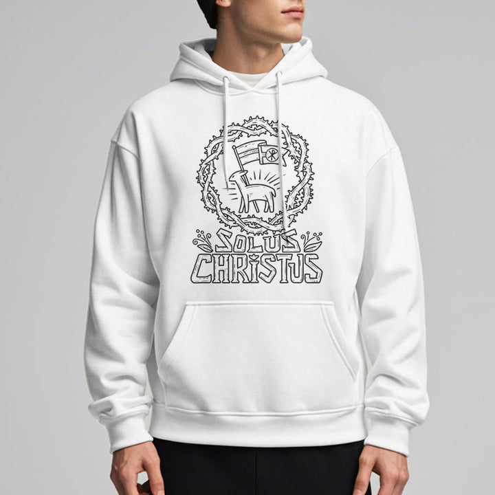 Christianartworkshop Modern Style Solus Christus Lamb Fleece Lined Polyester Hoodie - image 4