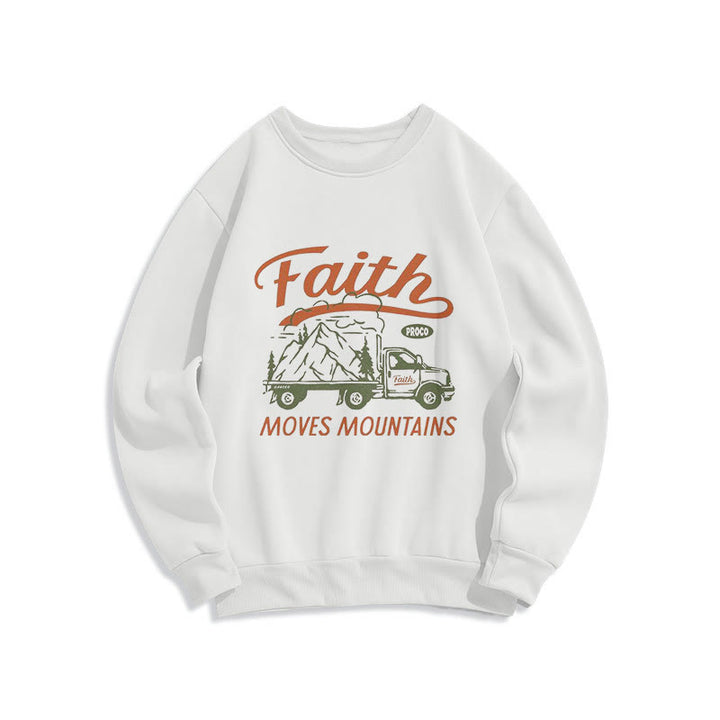Christianartworkshop Quotation  Colored Style Faith Moves Mountains Fleece Lined Polyester Sweatshirt - White - 2XL - image 0