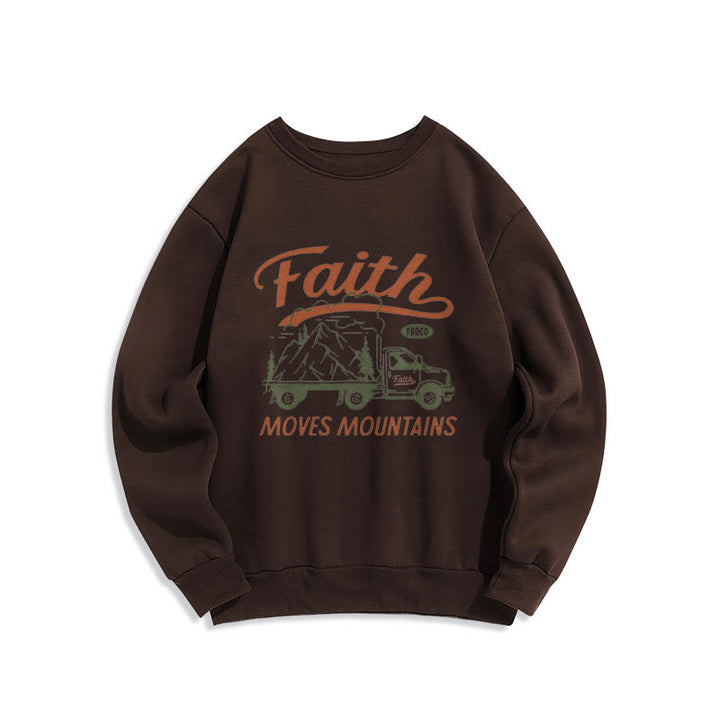 Christianartworkshop Quotation  Colored Style Faith Moves Mountains Fleece Lined Polyester Sweatshirt - Brown - 2XL - image 9