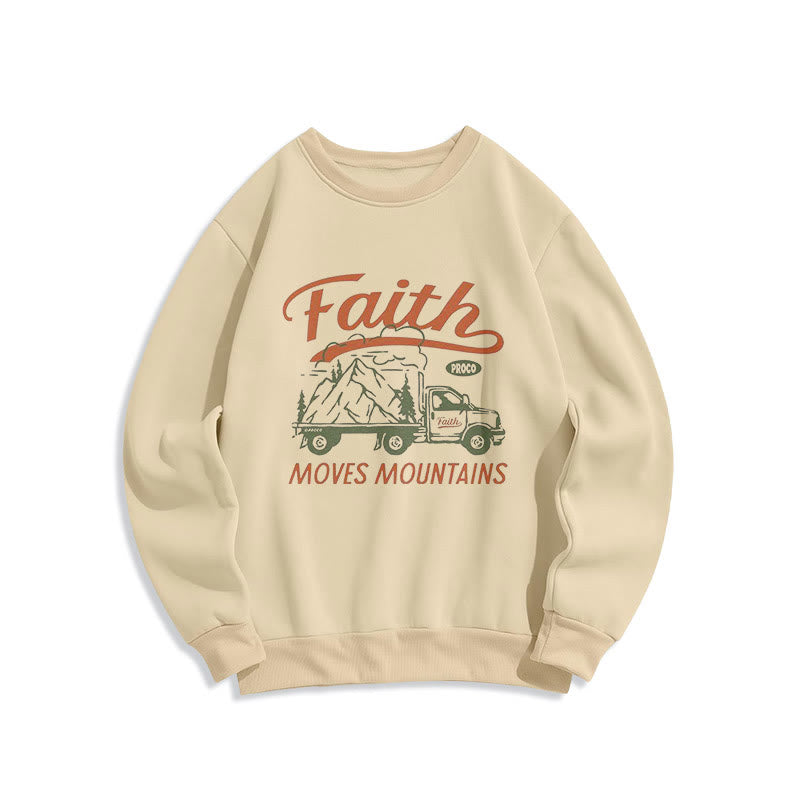 Christianartworkshop Quotation  Colored Style Faith Moves Mountains Fleece Lined Polyester Sweatshirt - Beige - 2XL - image 7