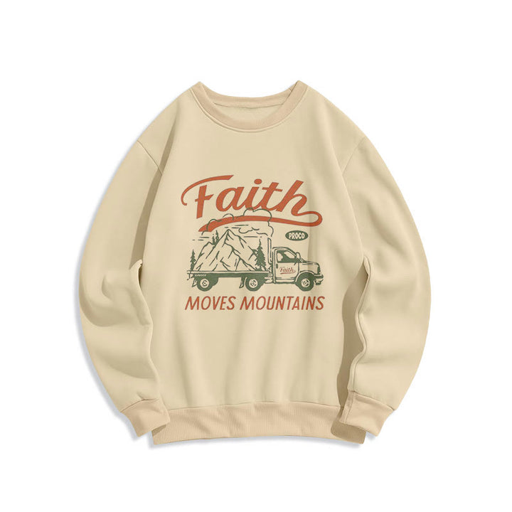 Christianartworkshop Quotation  Colored Style Faith Moves Mountains Fleece Lined Polyester Sweatshirt - Beige - 2XL - image 7