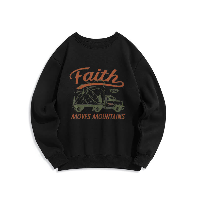 Christianartworkshop Quotation  Colored Style Faith Moves Mountains Fleece Lined Polyester Sweatshirt - Black - 2XL - image 5