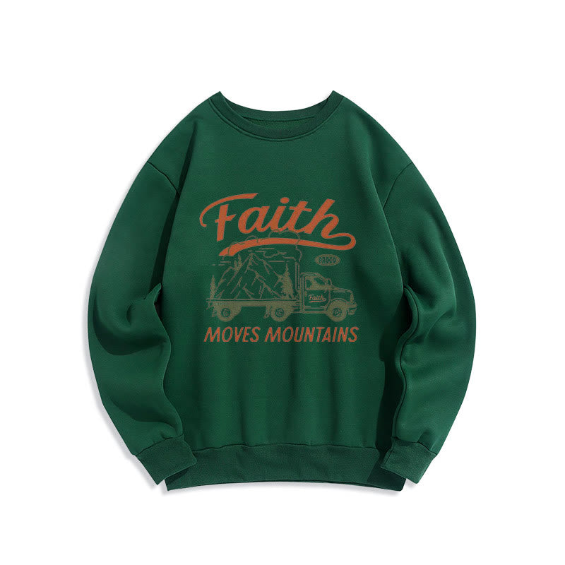 Christianartworkshop Quotation  Colored Style Faith Moves Mountains Fleece Lined Polyester Sweatshirt - Green - 2XL - image 11