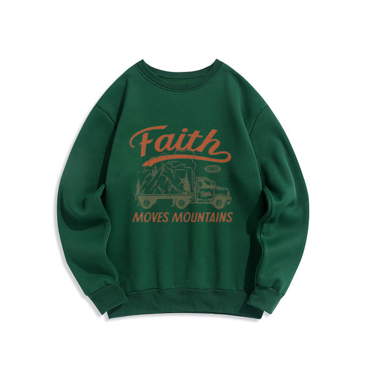 Christianartworkshop Quotation  Colored Style Faith Moves Mountains Fleece Lined Polyester Sweatshirt - Green - 2XL - image 11