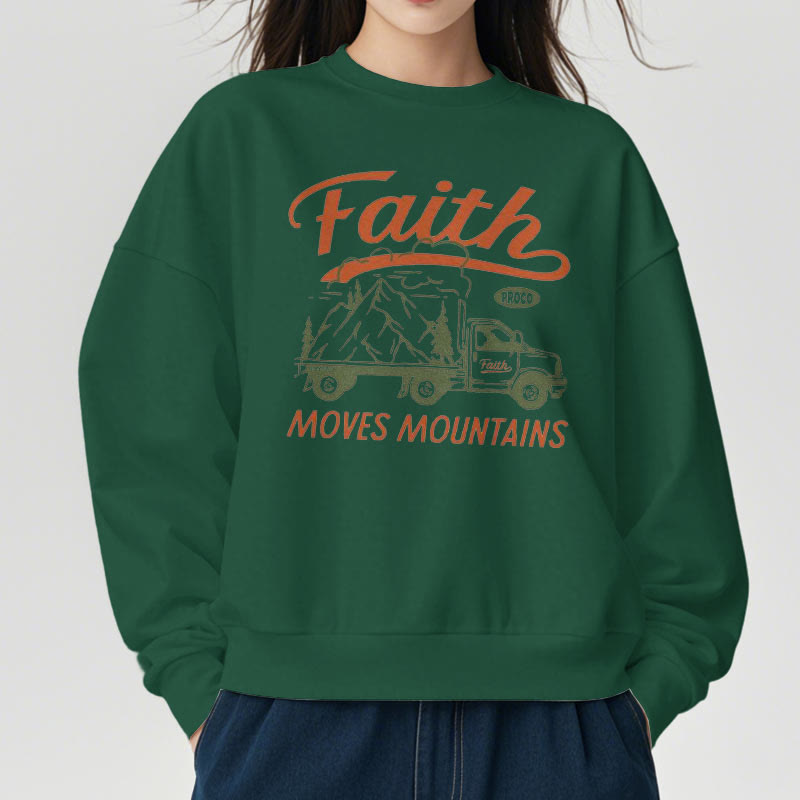 Christianartworkshop Quotation  Colored Style Faith Moves Mountains Fleece Lined Polyester Sweatshirt - image 12