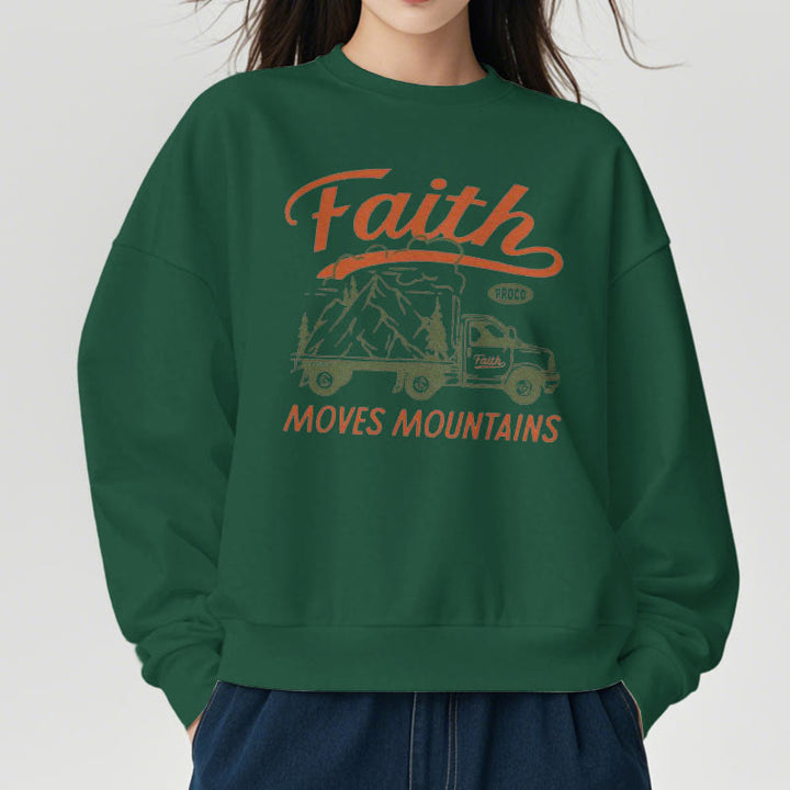 Christianartworkshop Quotation  Colored Style Faith Moves Mountains Fleece Lined Polyester Sweatshirt - image 12