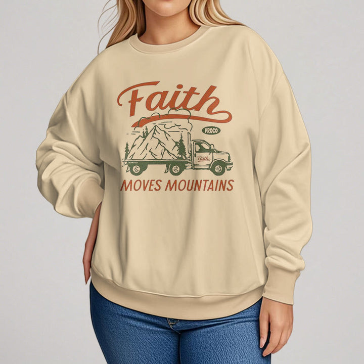 Christianartworkshop Quotation  Colored Style Faith Moves Mountains Fleece Lined Polyester Sweatshirt - image 8