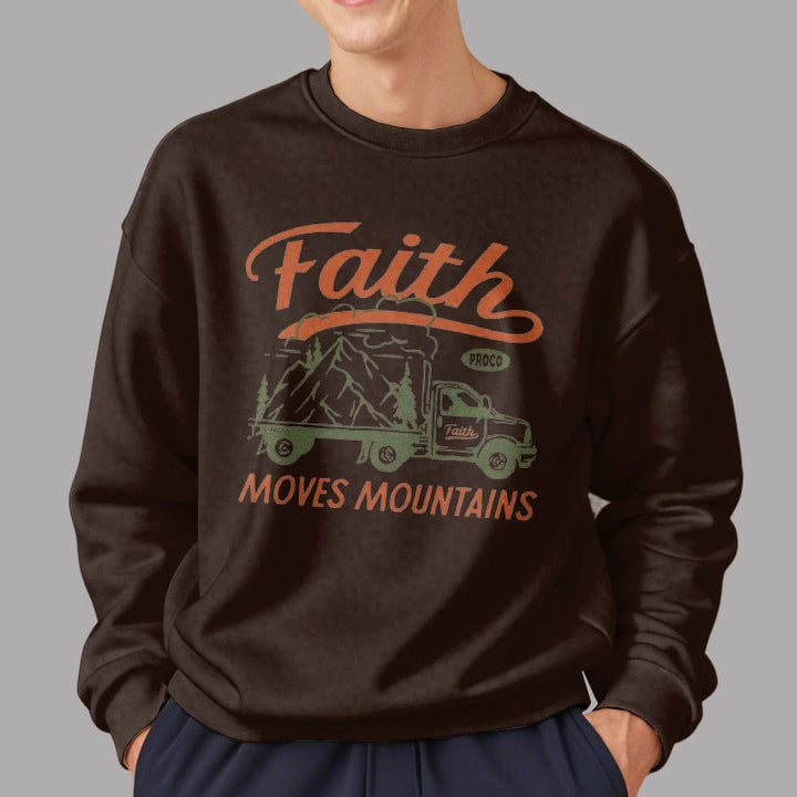 Christianartworkshop Quotation  Colored Style Faith Moves Mountains Fleece Lined Polyester Sweatshirt - image 10