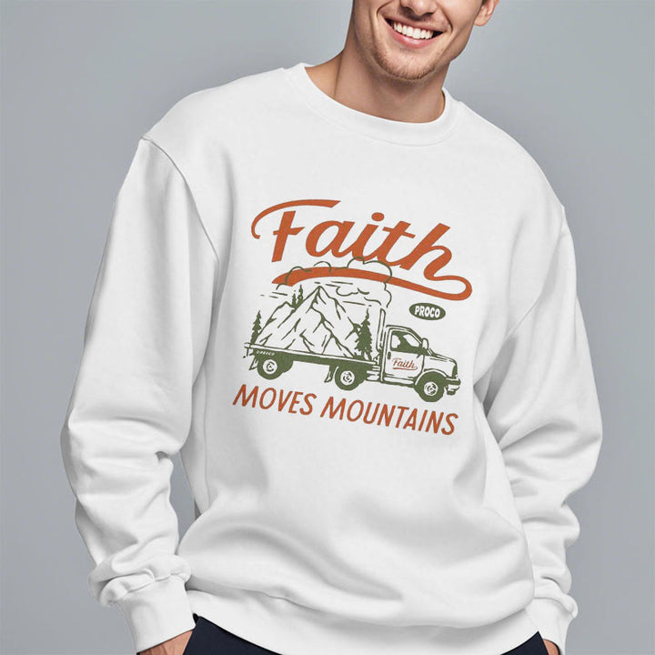 Christianartworkshop Quotation  Colored Style Faith Moves Mountains Fleece Lined Polyester Sweatshirt - image 4