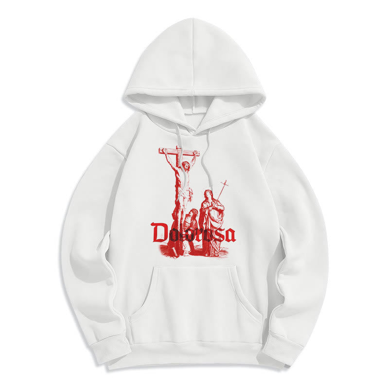 Christianartworkshop Classic Style Dolorosa Crucifix Jesus Sacred Faith Fleece Lined Polyester Hoodie