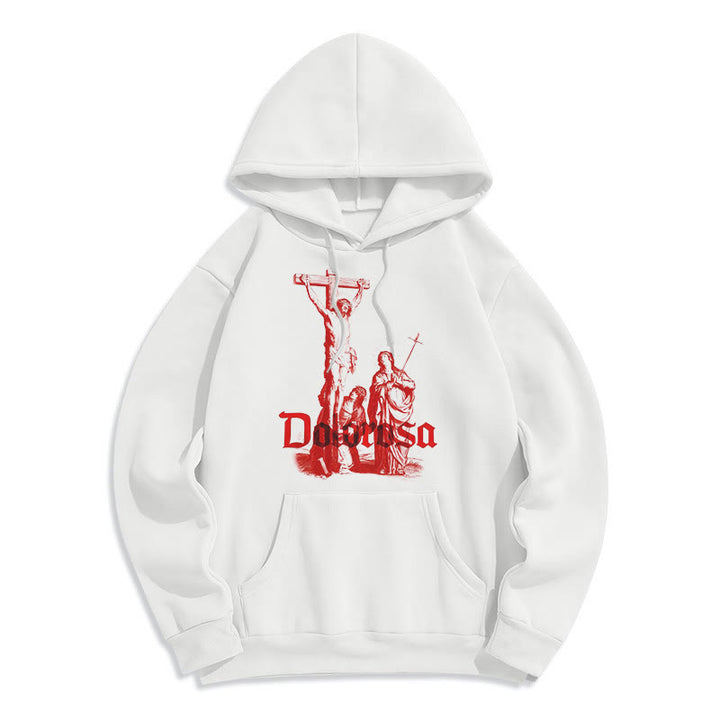 Christianartworkshop Classic Style Dolorosa Crucifix Jesus Sacred Faith Fleece Lined Polyester Hoodie