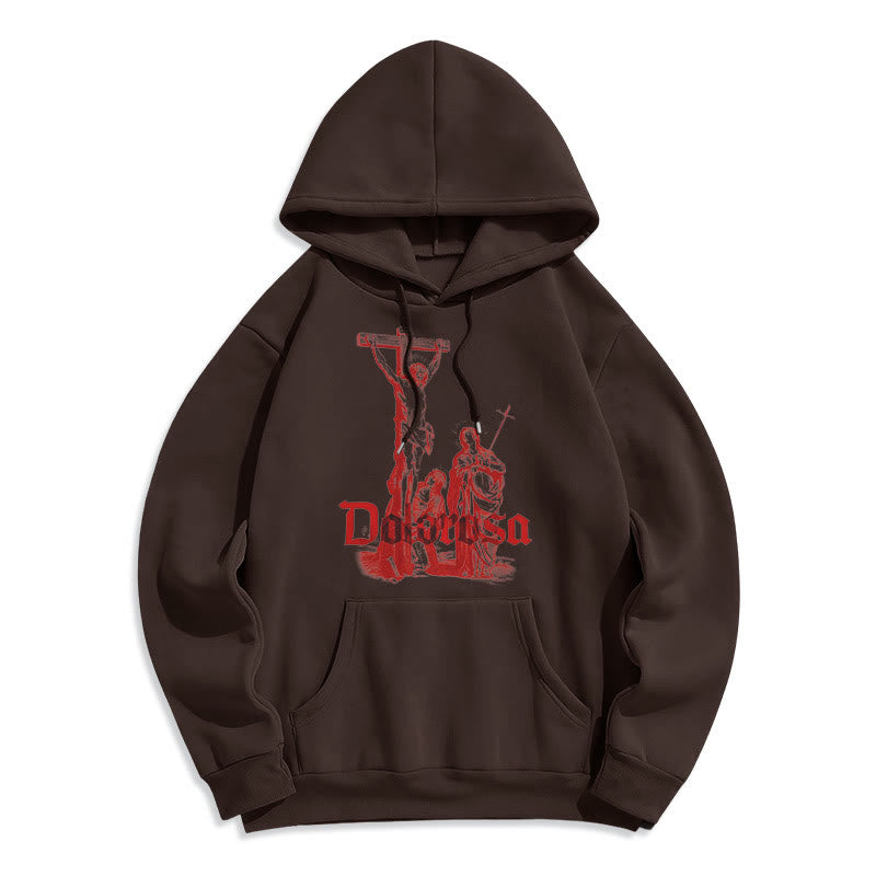 Christianartworkshop Classic Style Dolorosa Crucifix Jesus Sacred Faith Fleece Lined Polyester Hoodie - Brown - 2XL - image 9