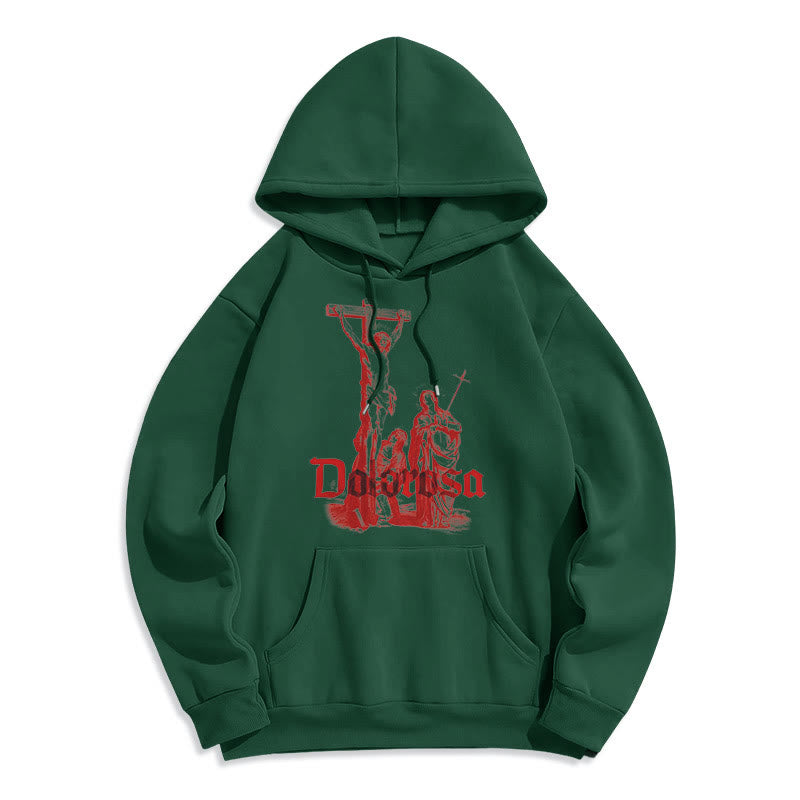 Christianartworkshop Classic Style Dolorosa Crucifix Jesus Sacred Faith Fleece Lined Polyester Hoodie - Green - 2XL - image 11