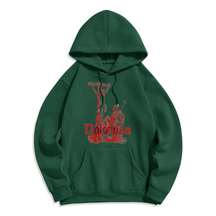 Christianartworkshop Classic Style Dolorosa Crucifix Jesus Sacred Faith Fleece Lined Polyester Hoodie - Green - 2XL - image 11