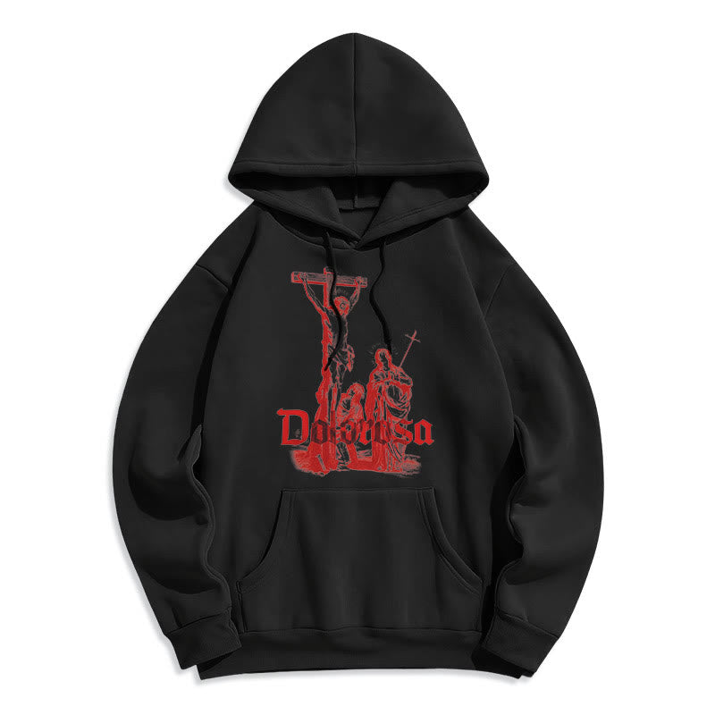 Christianartworkshop Classic Style Dolorosa Crucifix Jesus Sacred Faith Fleece Lined Polyester Hoodie - Black - 2XL - image 5
