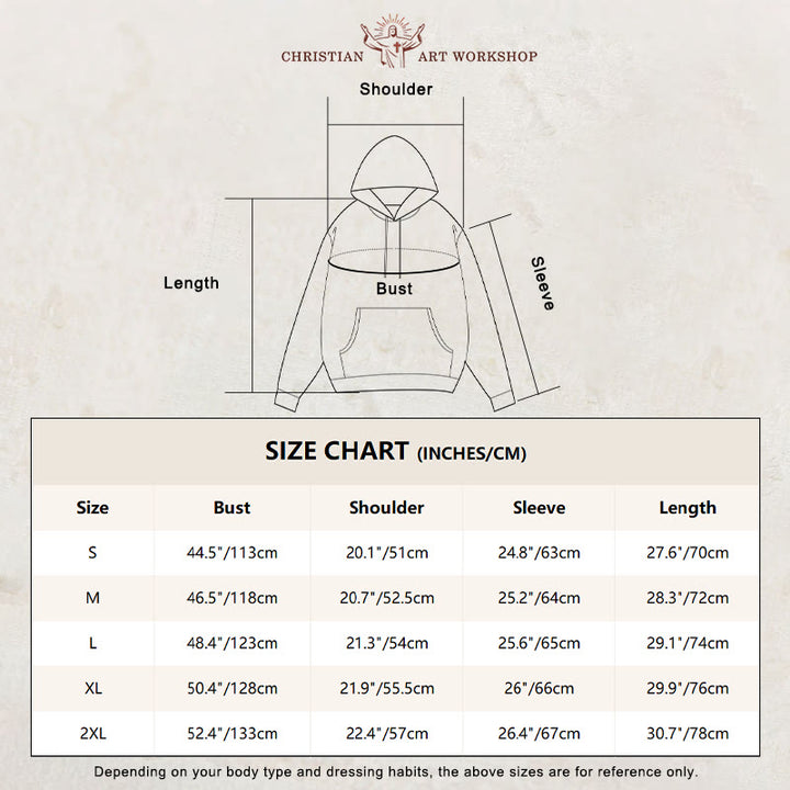 Christianartworkshop Classic Style Dolorosa Crucifix Jesus Sacred Faith Fleece Lined Polyester Hoodie